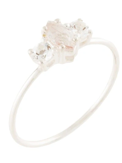 Shop Natalie Marie Marquise Trio Rutilated Quartz And Topaz Ring In Silver