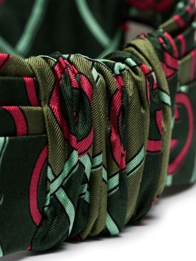 Shop Gucci Green Logo-print Wraparound Silk Headband