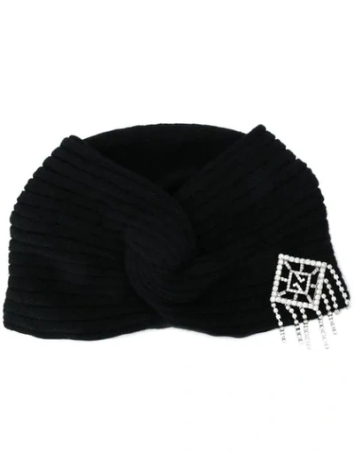 Shop Gucci Embellished Turban In Black