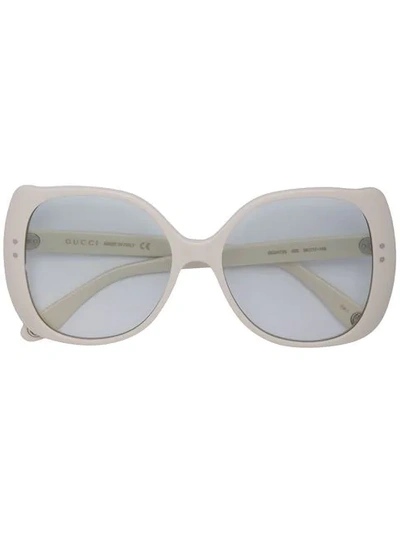 Shop Gucci Oversize Square-frame Sunglasses In White