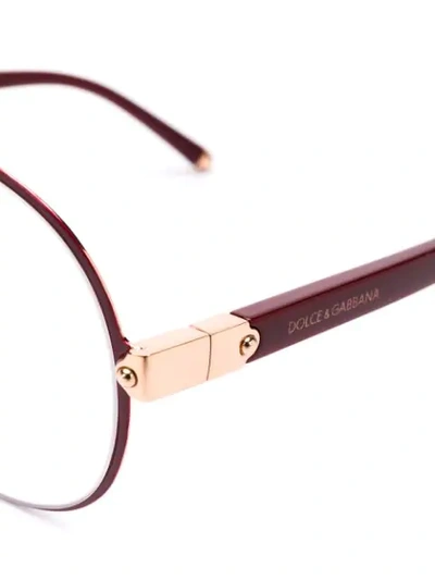 Shop Dolce & Gabbana Round Aviator Frames In Red