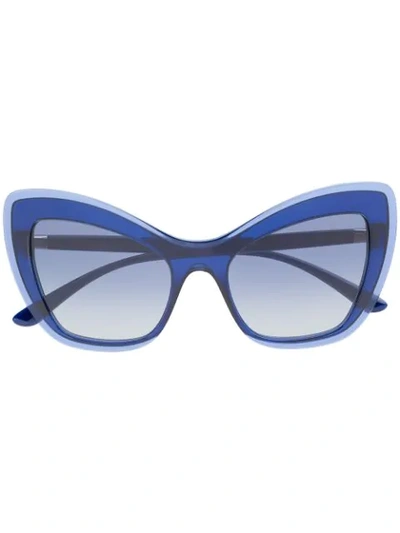 Shop Dolce & Gabbana Eyewear Oversized Cat Eye Sunglasses - Blue