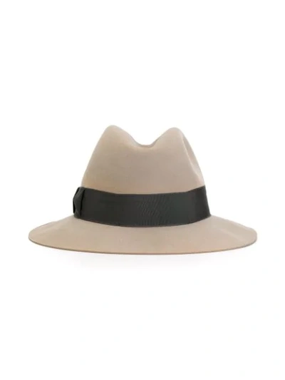 Pre-owned Hermes  Grosgrain Band Fedora Hat In Grey