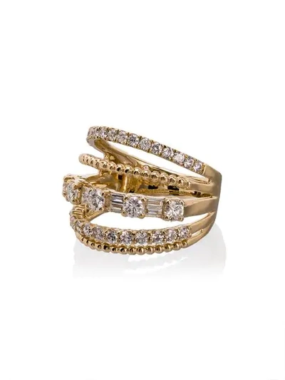 Shop Shay 18kt Yellow Gold Closed Mixed Diamond Ring In Metallic