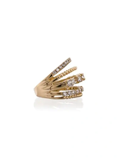 Shop Shay 18kt Yellow Gold Closed Mixed Diamond Ring In Metallic