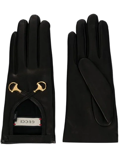 Shop Gucci Hardware Embellished Gloves In Black