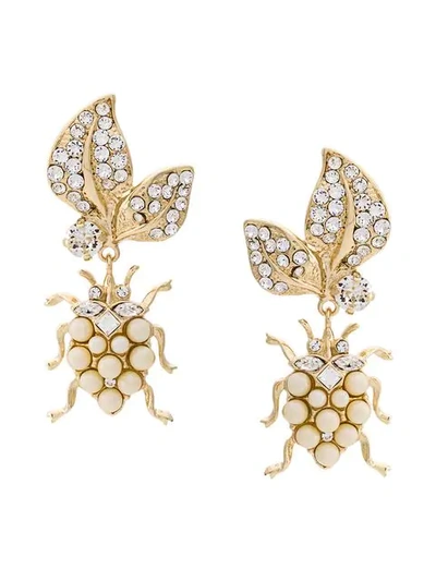 Shop Dolce & Gabbana Beetle Charm Earrings In Gold
