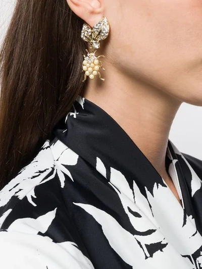 Shop Dolce & Gabbana Beetle Charm Earrings In Gold