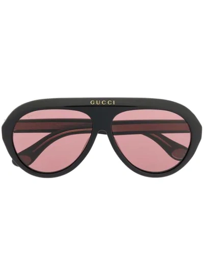 Shop Gucci Aviator Sunglasses In 001 Black
