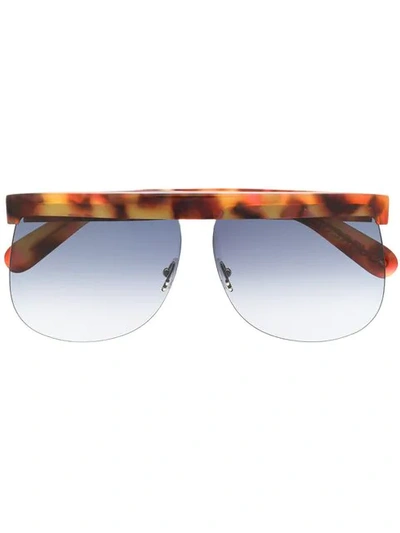 Shop Courrèges Havana Aviator Sunglasses In Brown