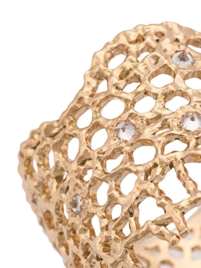 Shop Aurelie Bidermann 18kt Yellow Gold & Diamond Lace Ring In Metallic