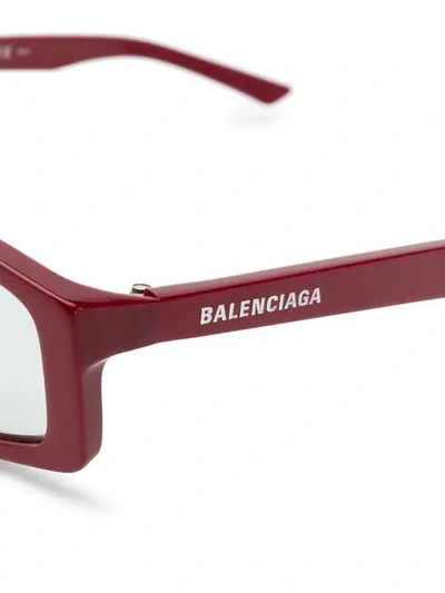 Shop Balenciaga Rectangle Frame Sunglasses In Red