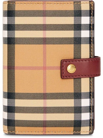 Shop Burberry Vintage Check And Leather Folding Wallet In Brown