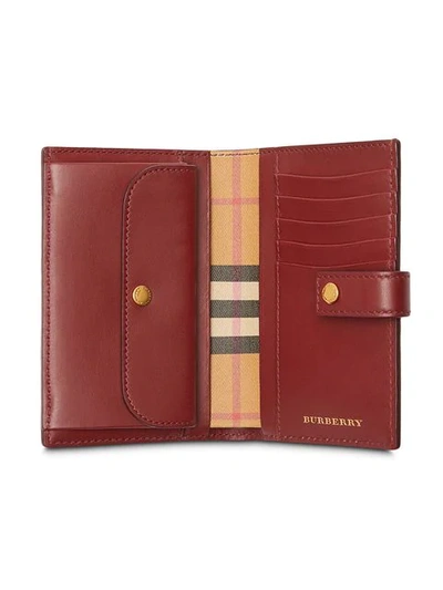 Shop Burberry Vintage Check And Leather Folding Wallet In Brown