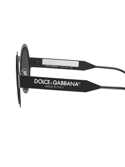 Shop Dolce & Gabbana Matte Round Frame Sunglasses In Black