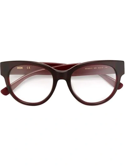 Shop Mcm Round Frame Glasses In Red