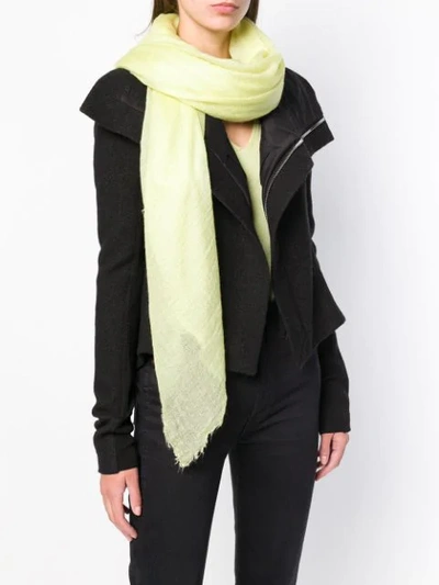 Shop Rick Owens Frayed Edge Scarf In Yellow