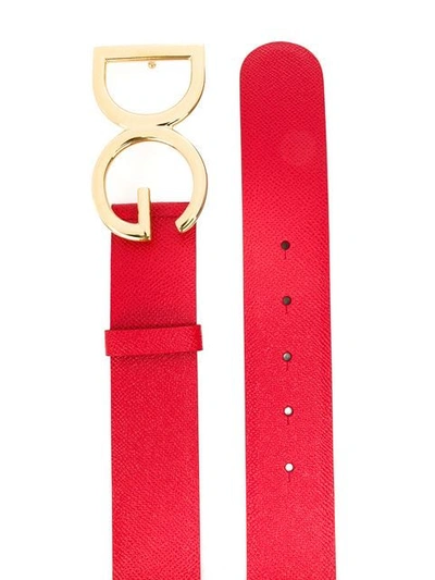 Shop Dolce & Gabbana Logo Buckle Belt In Red