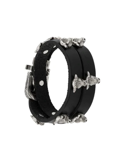 Shop Gucci Bull Head Bracelet In Black