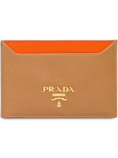 Shop Prada Leather Cardholder - Brown