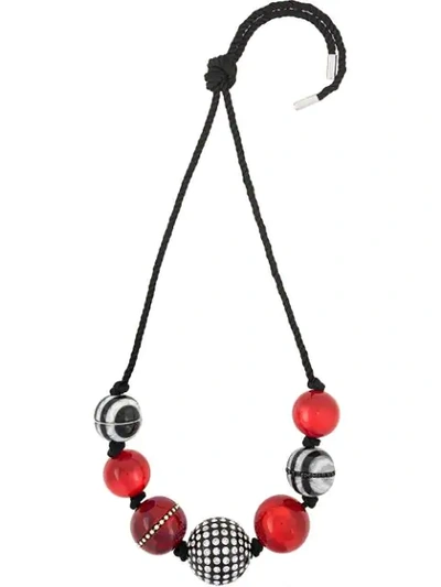 Shop Marc Jacobs Striped Rope Bead Necklace In Red
