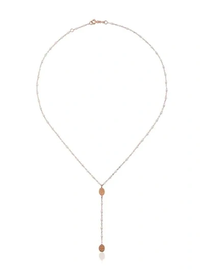 Shop Gigi Clozeau 18kt Rose Gold Classic Gigi Madone White Beaded Rosary Necklace