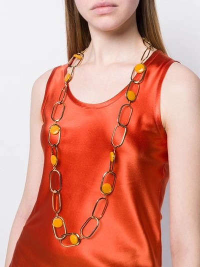 Shop Rosantica Stone Detail Necklace In Orange