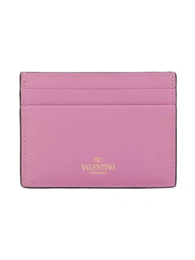Shop Valentino Garavani Rockstud Cardholder In Purple