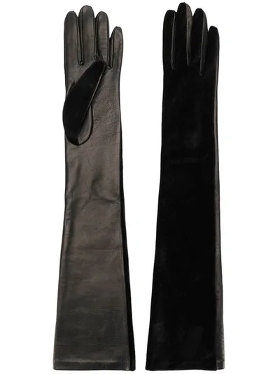 Shop Manokhi Long Length Gloves In Black