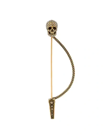 Shop Alexander Mcqueen Skull Pin Brooch - Metallic