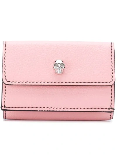 Shop Alexander Mcqueen Skull Embellished Wallet In Pink