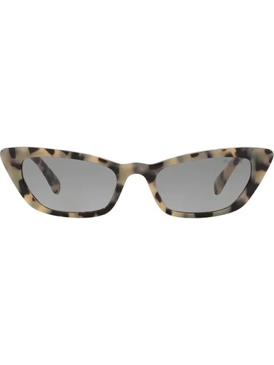 Shop Miu Miu Tortoiseshell Cat Eye Sunglasses In Neutrals