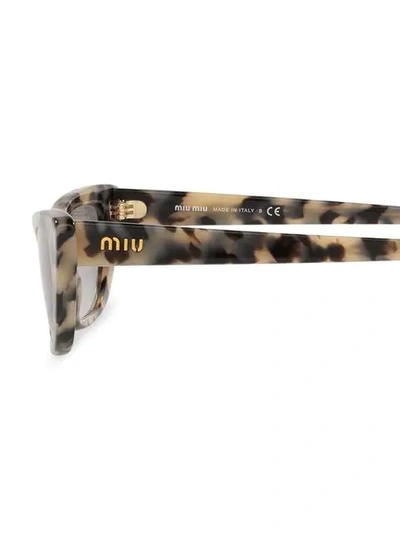 Shop Miu Miu Tortoiseshell Cat Eye Sunglasses In Neutrals
