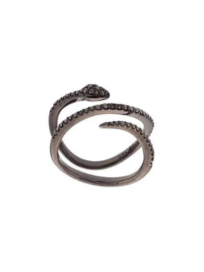 Shop Adeesse Wraparound Snake Ring In Black