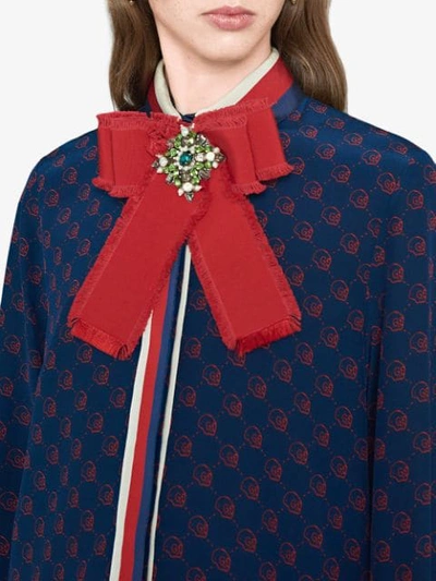 Shop Gucci Grosgrain Bow Brooch In Red