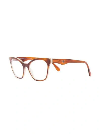 Shop Prada Cat-eye Acetate Glasses In Brown