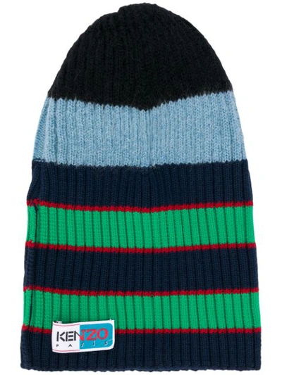 Shop Kenzo Knitted Hat - Blue