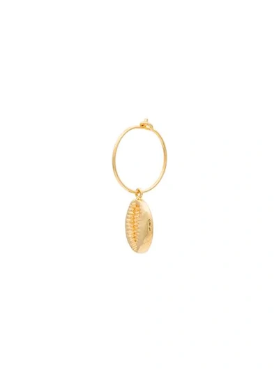 ANNI LU SHELL CHARM HOOP EARRING - 金色