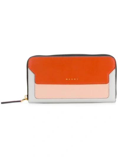 Shop Marni Colour Block Wallet - Orange