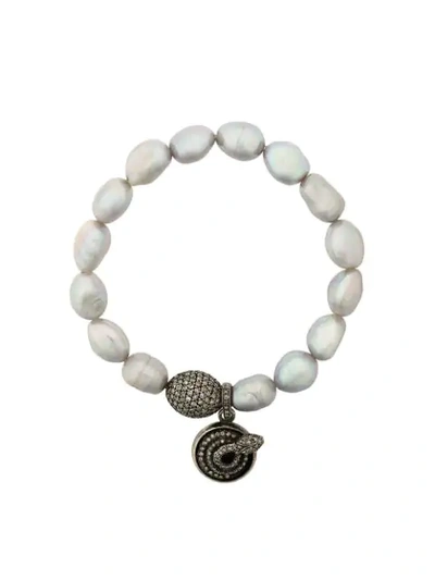 pearl diamond charm bracelet