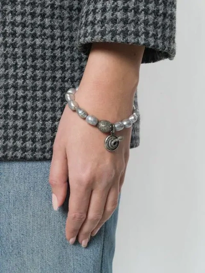 Shop Loree Rodkin Pearl Diamond Charm Bracelet In Metallic