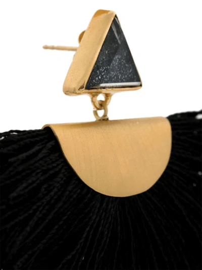 Shop Katerina Makriyianni Mini Fan Earrings In Black