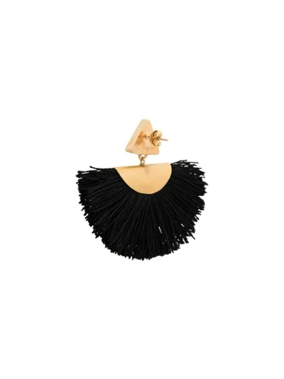 Shop Katerina Makriyianni Mini Fan Earrings In Black