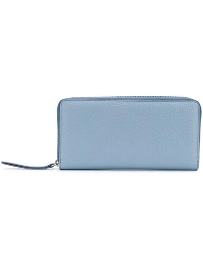 Shop Maison Margiela Textured Zip Around Wallet In Blue