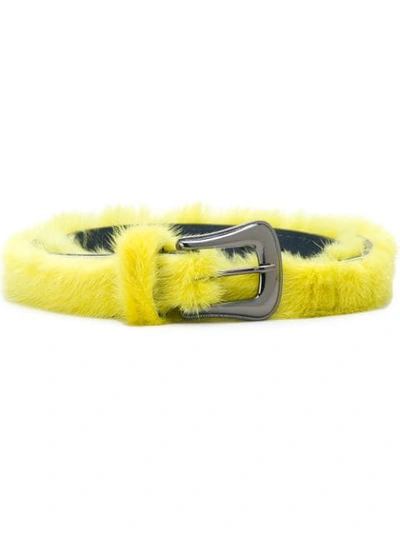 Shop Missoni Fur-trim Buckle Belt In Yellow