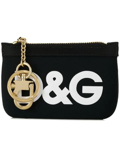 Shop Dolce & Gabbana Logo Keyring In Black