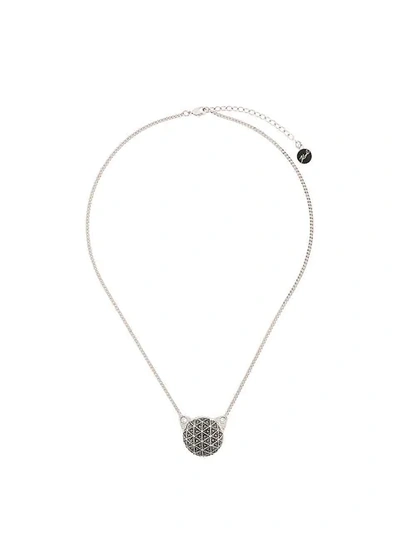 Shop Karl Lagerfeld Faceted Choupette Necklace In Silver