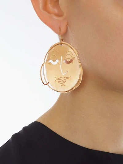 Shop Jw Anderson Moon Face Earrings In Gold