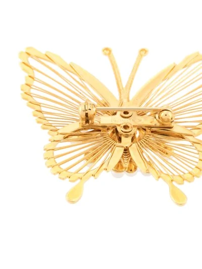 Pre-owned Monet Vintage 1970's Butterfly Brooch In Gold