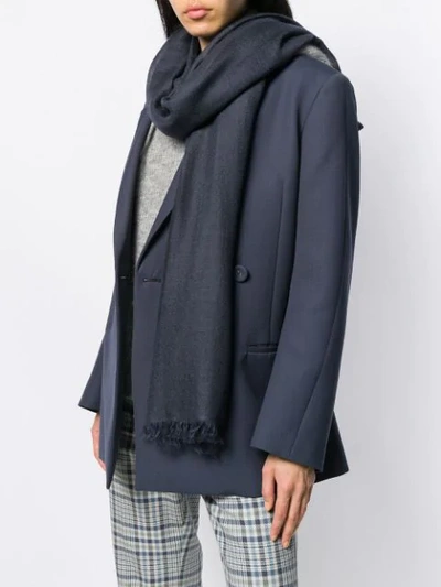 Brunello Cucinelli Oversized-schal Mit Fransen In C7186 Blue